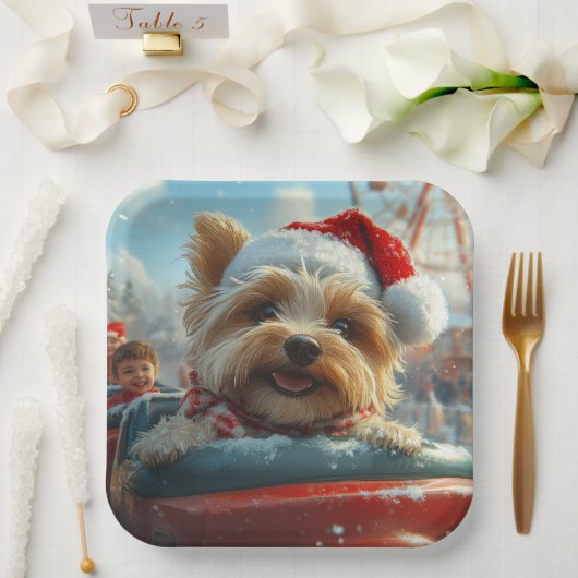 Assiettes En Carton Biewer Terrier Dog Roller Dessous de verre Noël (Mariage)