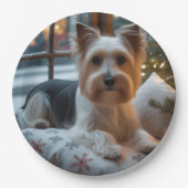 Assiettes En Carton Biewer Terrier With Christmas Lights Holiday (Devant)