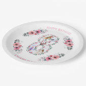 Assiettes En Carton Big 8th Birthday Girl Photo Collage Fleur rose (Angle)
