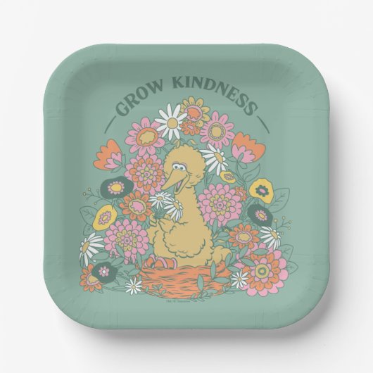 Assiettes En Carton Big Bird | Grow Kindness Floral Graphic (Recto)
