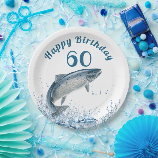 Assiettes En Carton Big Fish In Water 60e Anniversaire Plaque papier (Fête)