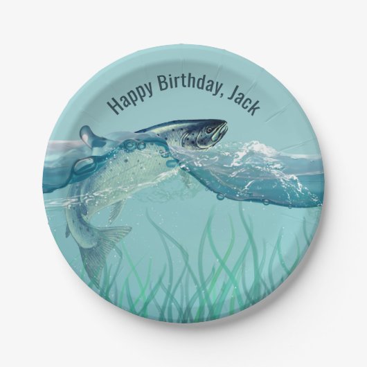 Assiettes En Carton Big Fish in Water Anniversaire (Devant)