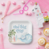 Assiettes En Carton Big One Beach Surf 1er anniversaire (Fête)