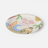 Assiettes En Carton Big One Beach Surf rose 1er anniversaire (Angle)