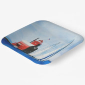 Assiettes En Carton Big Red Michigan Lighthouse and Sailboat (Angulaire)