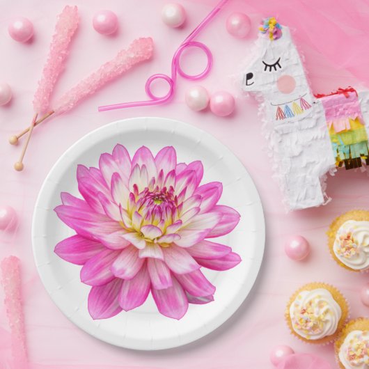 Assiettes En Carton Big Rose Dahlia (Fête)