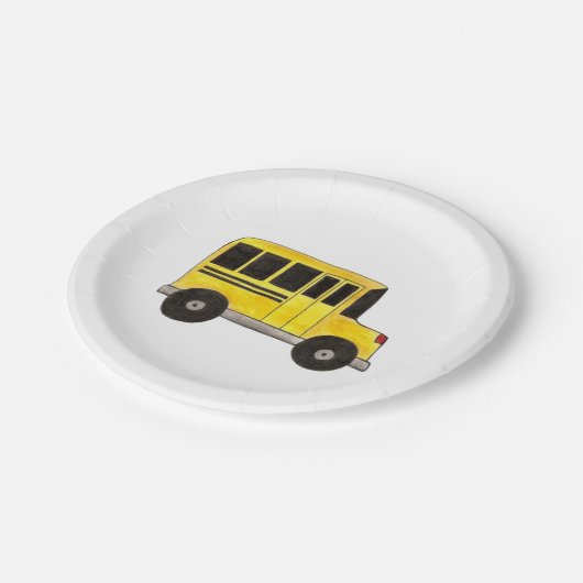 Assiettes En Carton Big Yellow School Bus Enseignant Conducteur Éducat (Angle)