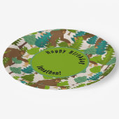 Assiettes En Carton Bigfoot Funny personnalisable dans la forêt (Angle)