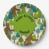 Assiettes En Carton Bigfoot Funny personnalisable dans la forêt (Devant)