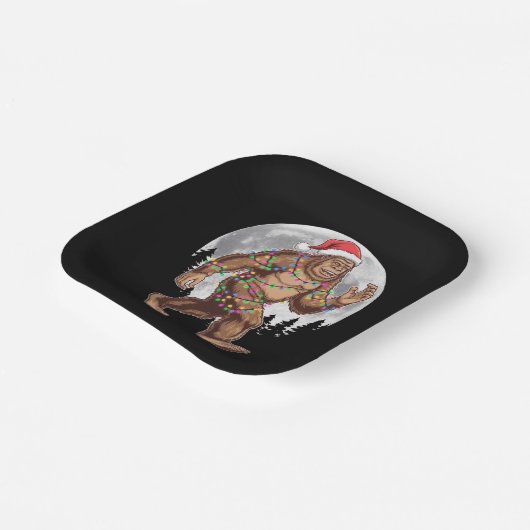 Assiettes En Carton Bigfoot Père Noël Christmas Tree Lights Xmas Sasqu (Angulaire)