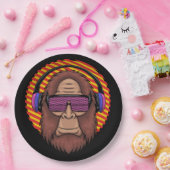 Assiettes En Carton bigfoot portant des lunettes et un casque techno (Fête)