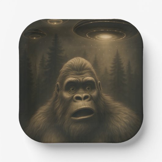 Assiettes En Carton Bigfoot Sasquatch Alien UFO Funny (Recto)