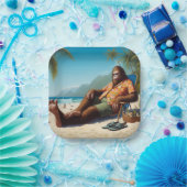 Assiettes En Carton Bigfoot sur la plage (Fête)