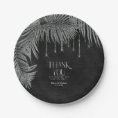 Assiettes En Carton Bijoux Palm Leaf Mariage Argent v2 ID830 (Devant)