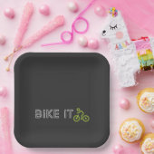Assiettes En Carton BIKE IT - Symbole de vélo vert (Fête)