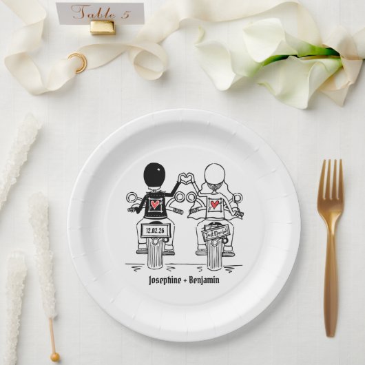 Assiettes En Carton Biker Motorcycle Wedding  (Mariage)