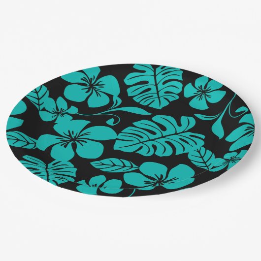 ASSIETTES EN CARTON BIKINI ROSE (NOIR/TURQUOISE) (Angle)