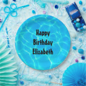 Assiettes En Carton Billard bleu clair eau photo Anniversaire (Fête)