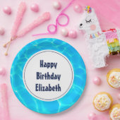 Assiettes En Carton Billard bleu clair eau photo Anniversaire (Fête)