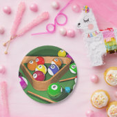 Assiettes En Carton Billard, les accrocher, design coloré, (Fête)