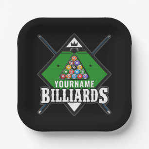 Assiettes En Carton Billard personnalisé NOM Cue Rack Pool Room