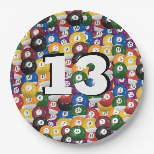 Assiettes En Carton Billiard Balls pour 13e anniversaire