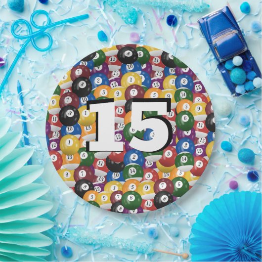 Assiettes En Carton Billiard Balls pour 15e anniversaire (Fête)