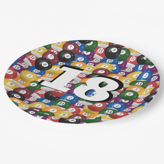 Assiettes En Carton Billiard Balls pour 18e anniversaire (Angle)