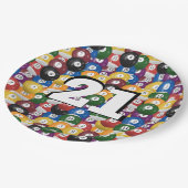 Assiettes En Carton Billiard Balls pour 21e anniversaire (Angle)