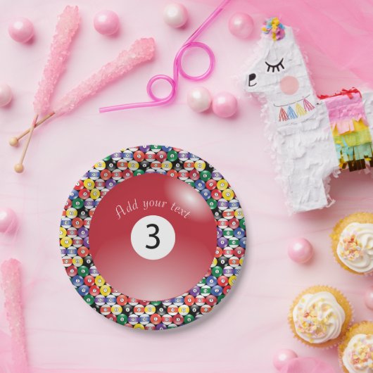 Assiettes En Carton Billiard Pool Balls Solide Numéro Trois (Fête)