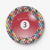 Assiettes En Carton Billiard Pool Balls Solide Numéro Trois (Devant)