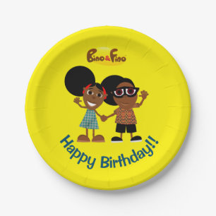 Assiettes En Carton Bino and Fino Birthday Party Plate Jaune