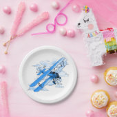 Assiettes En Carton Biplan vintage de vol (Fête)