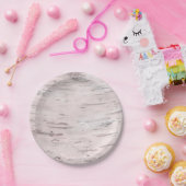 Assiettes En Carton Birch Tree blanc Bois Rustique Grange mariage (Fête)