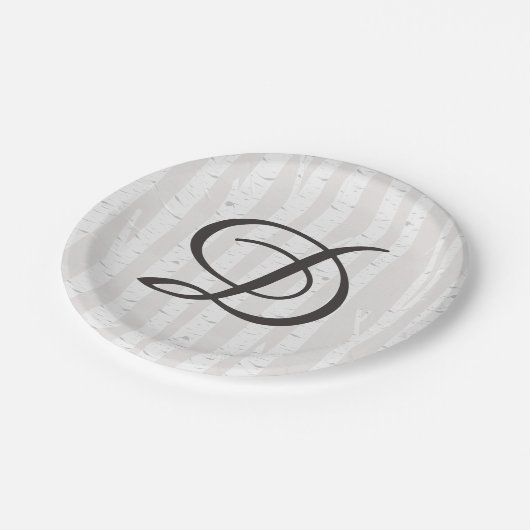 Assiettes En Carton Birch Tree Rustic Nature Monogram Mariage Cake (Angle)