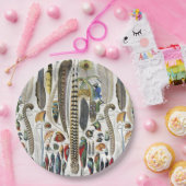 Assiettes En Carton Bird Feather Wildlife Antique Feathers Art Nouveau (Fête)