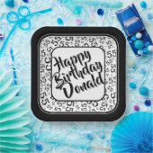 Assiettes En Carton Birthday Age 55 Random Number Pattern Black/White (Fête)