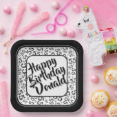 Assiettes En Carton Birthday Age 55 Random Number Pattern Black/White (Fête)