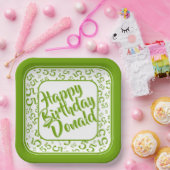 Assiettes En Carton Birthday Age 55 Random Number Pattern Green/White (Fête)