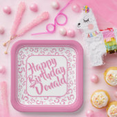 Assiettes En Carton Birthday Age 55 Random Number Pattern Pink/White (Fête)