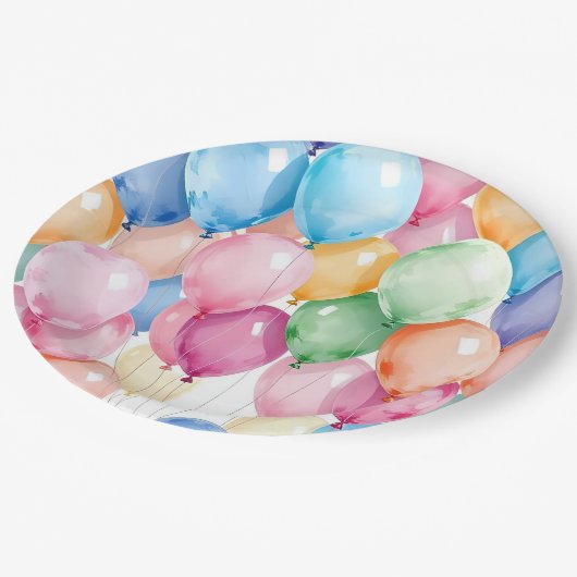 Assiettes En Carton Birthday Balloons (Angle)