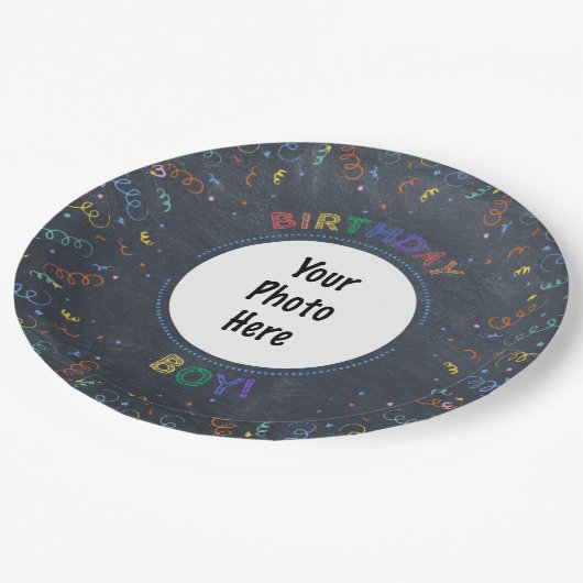 Assiettes En Carton Birthday Boy Joyeux Birthday Chalkboard (Angle)