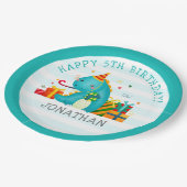 Assiettes En Carton Birthday Boy with Dinosaurs Theme (Angle)