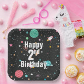 Assiettes En Carton Birthday Rocket Ships and Planets  (Fête)