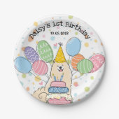 Assiettes En Carton Biscuit Samoyed Chien Anniversaire Plaques papier  (Devant)