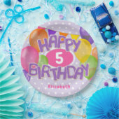 Assiettes En Carton biscuits d'anniversaire violet heureux avec ballon (Fête)