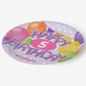 Assiettes En Carton biscuits d'anniversaire violet heureux avec ballon (Angle)