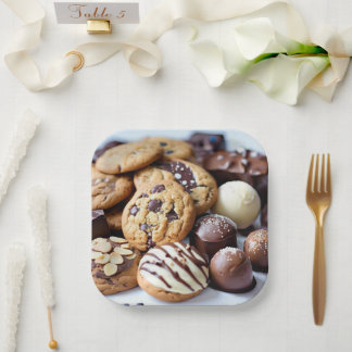 Assiettes En Carton Biscuits délicieux et plaque de papier à thème au