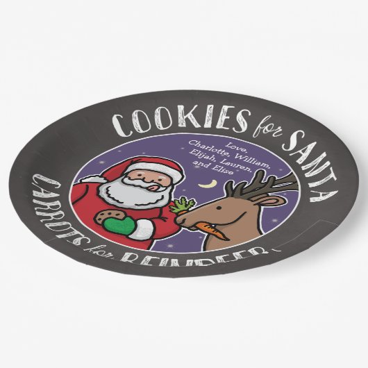 Assiettes En Carton Biscuits pour Père Noël, carottes renne, tableau (Angle)