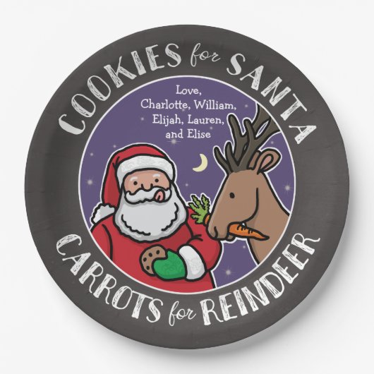 Assiettes En Carton Biscuits pour Père Noël, carottes renne, tableau (Devant)